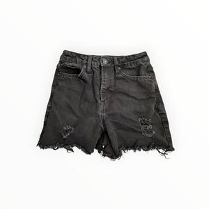 YMI Denim Shorts Womens 24 Black Dream Distressed Raw Hem High Rise Jean Shorts